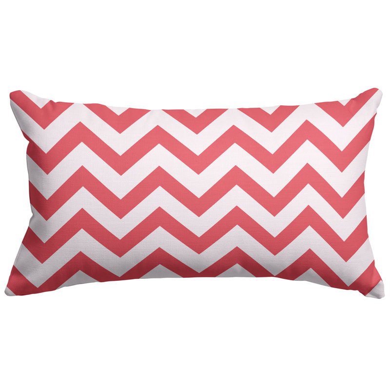 Chevron Rectangular Cotton Pillow Cover & Insert, Coral
