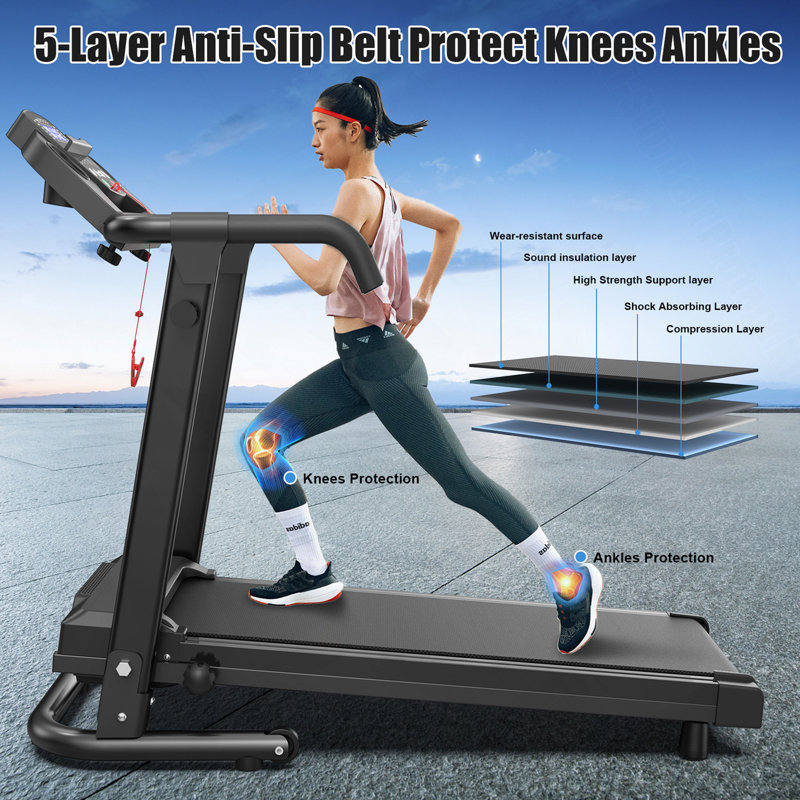 Foldable Treadmill For Home, 2.5HP Portable Treadmill With Handles, 300 Lbs Capacity, APP Control & LED Display - Folding Walking Pad For Fitness