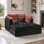 Canapé méridienne surdimensionné de 139 cm avec accoudoirs, coussins et tissu chenille-1490005939