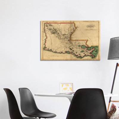 Vintage Louisiana Map by Dan Sproul - Wrapped Canvas Painting