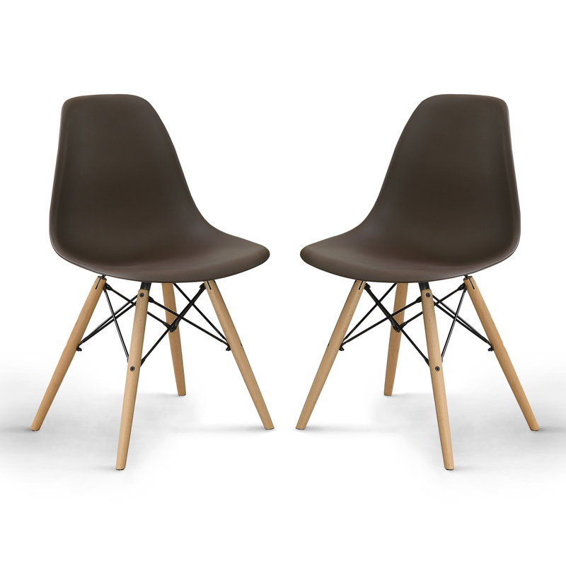 Averna Modern Side Chair with Wood Legs, Brown