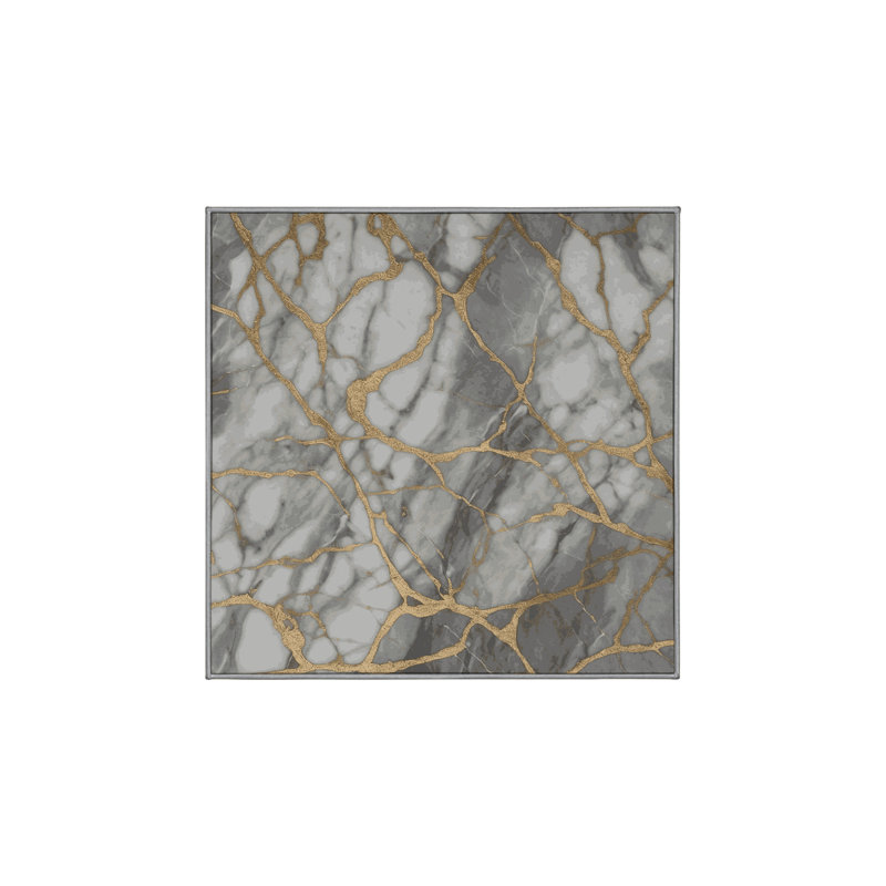 Machine Washable Gray Area Rug, Square 3'