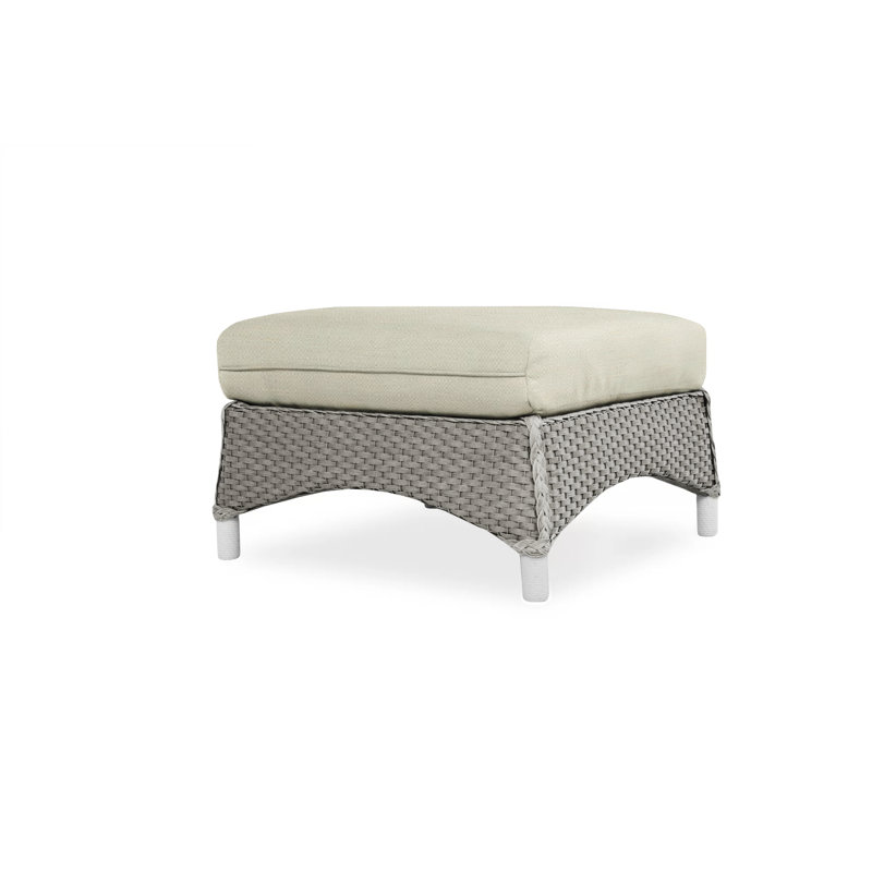 Mandalay Outdoor Ottoman, Sailcloth Salt, Pewter