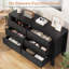 Commode moderne à 6 tiroirs – Meuble de rangement large en chêne avec tiroirs profonds et poignées en métal – Meuble de rangement en bois pour chambre d'enfant, chambre de bébé ou entrée – Noir