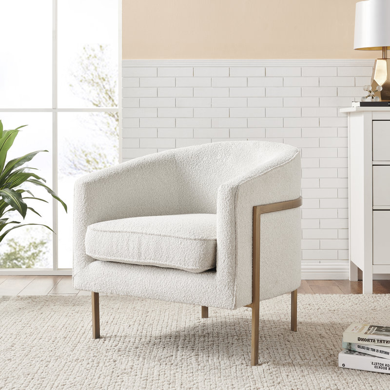 Labrie 30" W Upholstered Barrel Chair, Beige