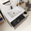 30 po X P 20 po P x 33 po Meuble-lavabo autoportant simple H en chêne brun avec plateau en acrylique blanc