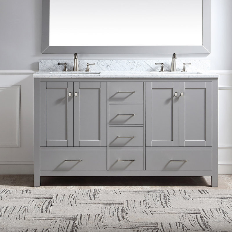 Ensemble de meuble-lavabo double 60 po, Gris