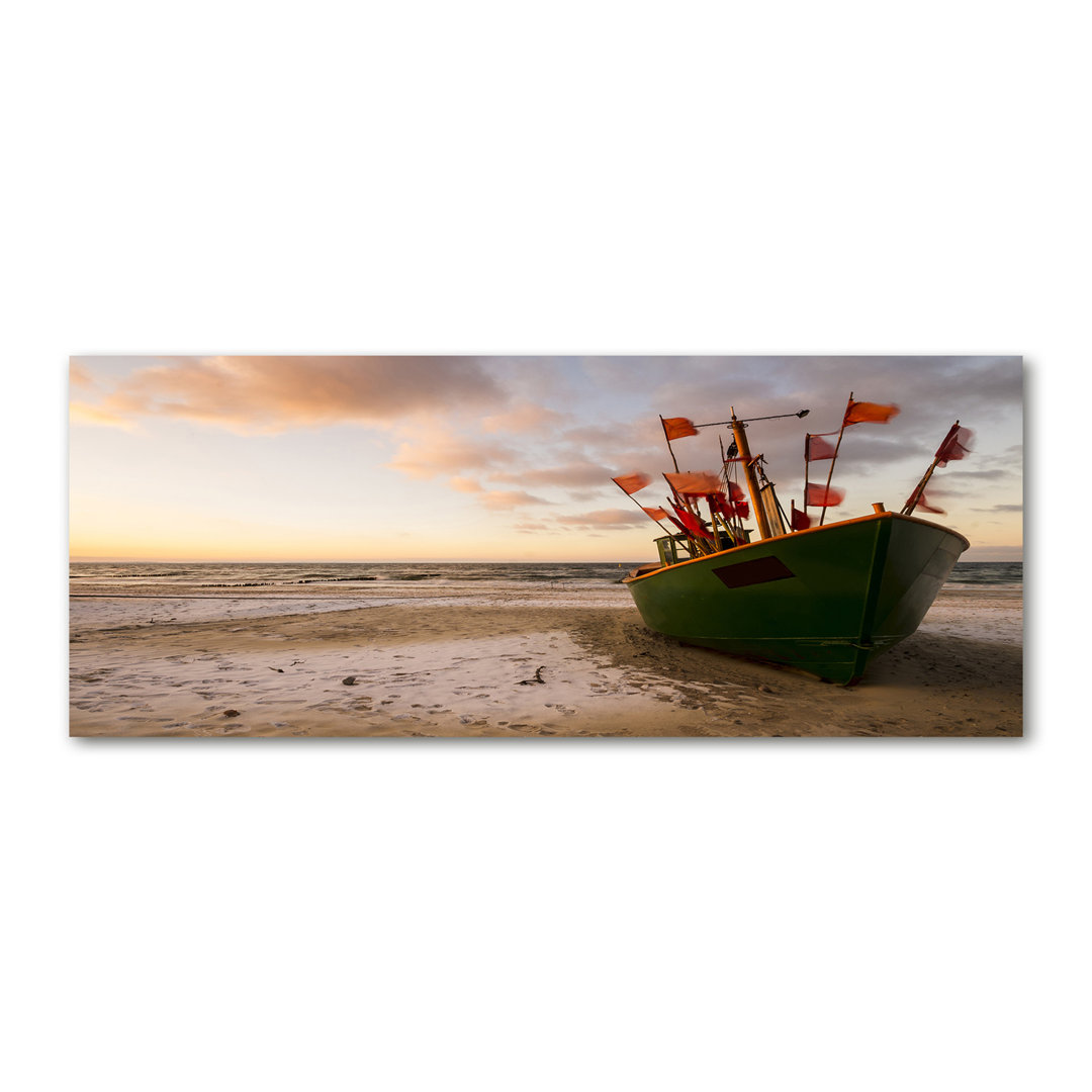 Fischerboot Strand - Ungerahmte Fotografie auf Leinwand