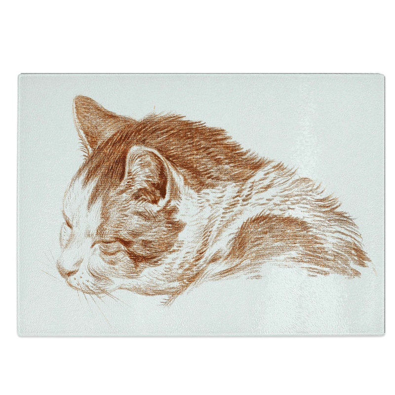 Glass Illustration of A Cat by Jean Bernard Chopping Board, 39 cm W x 28.5 cm L