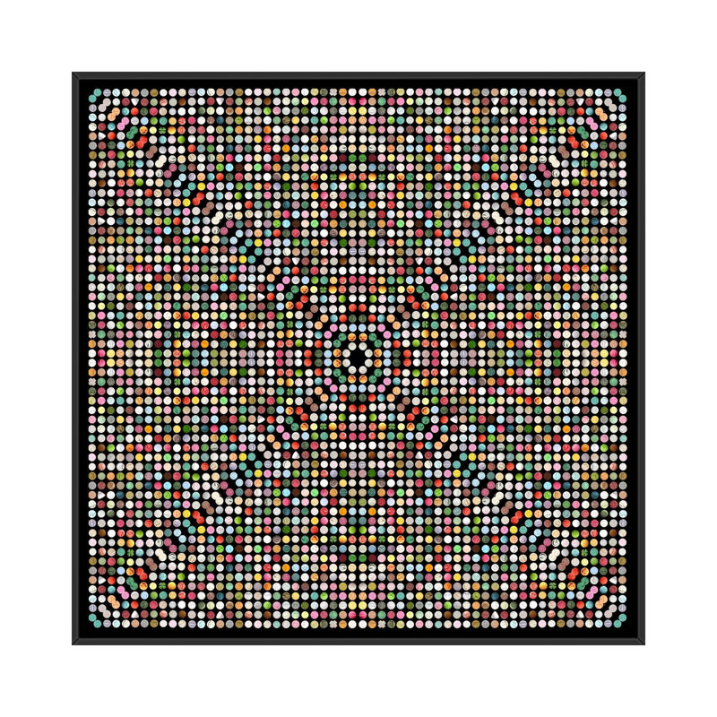 Albree Modern Gumball Drops, impression sur toile, H 18 po x l 18 po x P 1,5 po, Toile avec cadre noir, Pas de tapis