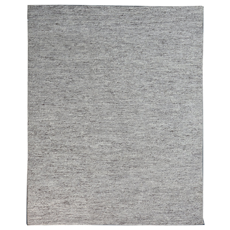 Tapis gris noué à la main de haute qualité, Rectangle 8 pi x 10 pi