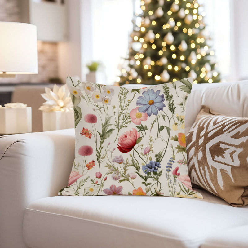 Floral Pillow Cover, 20"H x 20"W