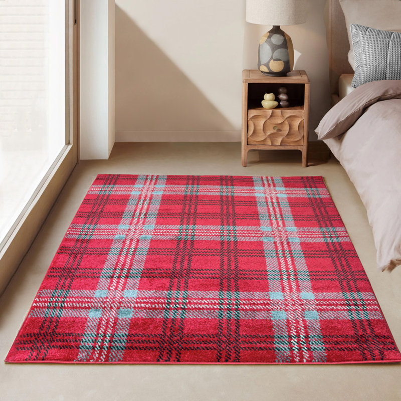 Plaid Area Rug, Rectangle 60 x 110 cm