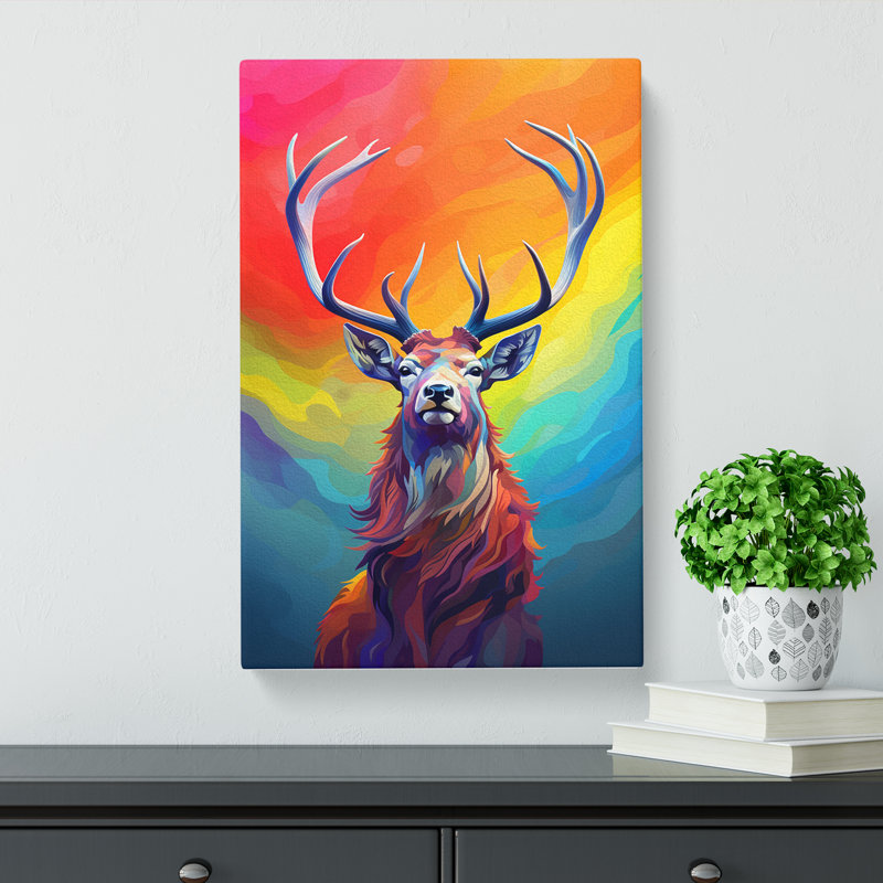 Stag Colour Field - No Frame Print, 50cm H x 35cm W x 3cm D