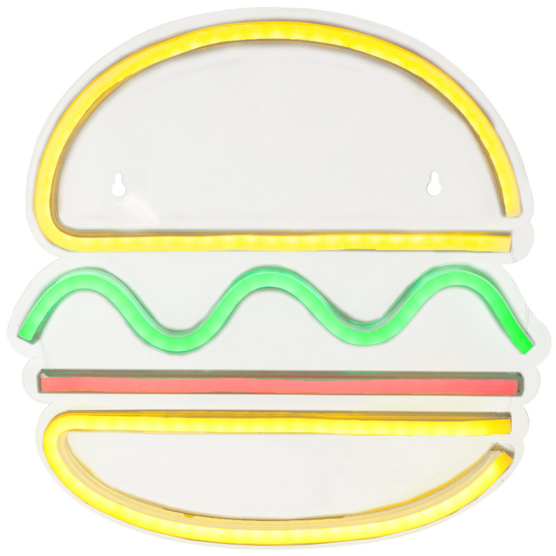 11.75" LED Neon Style Hamburger Wall Sign