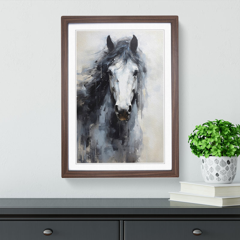 Shire Horse Impressionism Framed Print, 34cm H x 25cm W x 2cm D, Walnut