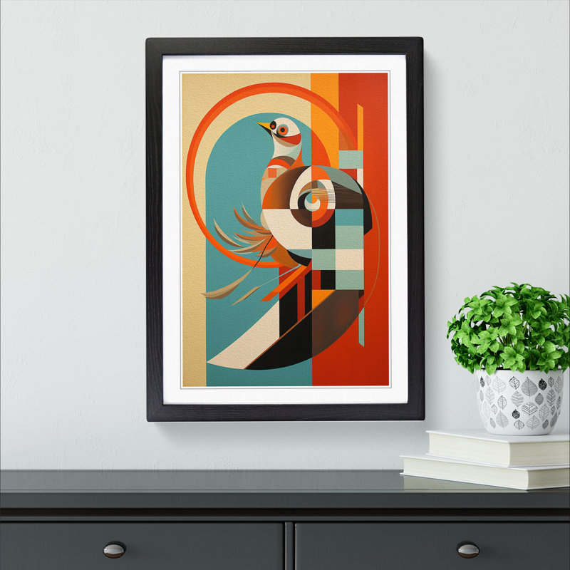 Partridge Constructivism - Single Picture Frame Print on Wood, Black Framed, 46cm H x 34cm W x 2cm D
