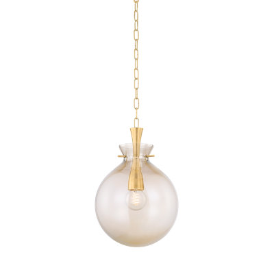 Mitzi Benita Wide 1 Light Pendant In Aged Brass