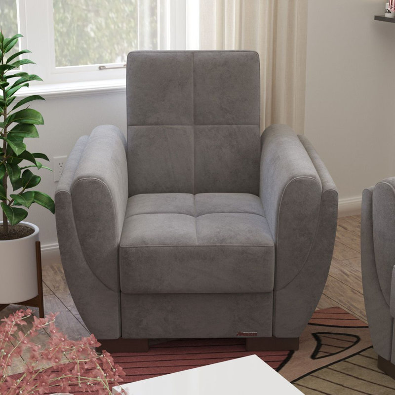 Fauteuil convertible avec rangement Primenest Skyhaven, microfibre grise