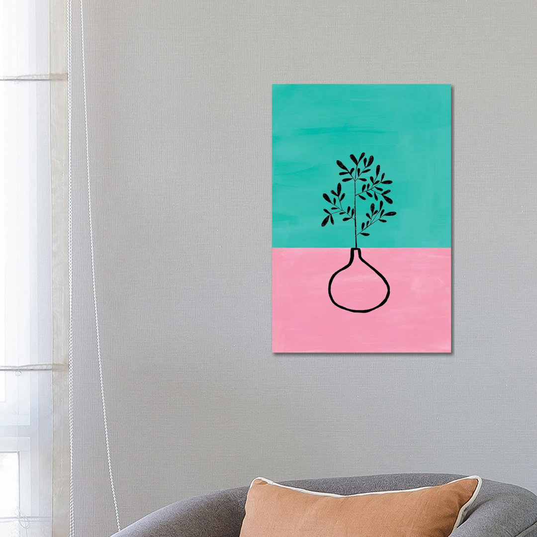 Turquoise House Plant by EnShape - Wrapped Canvas Print