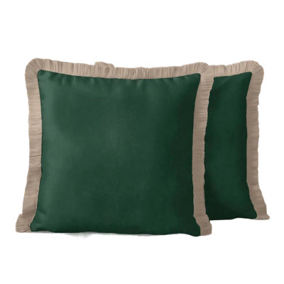 Decorative Bohemian Velvet Fringe Pillow Cover Set of 2, For Sofa, Couch, Bed