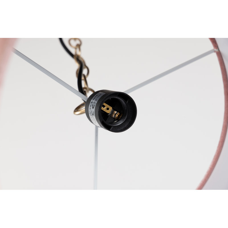 1 - Light Drum Pendant, Dark Green/Gold Rose