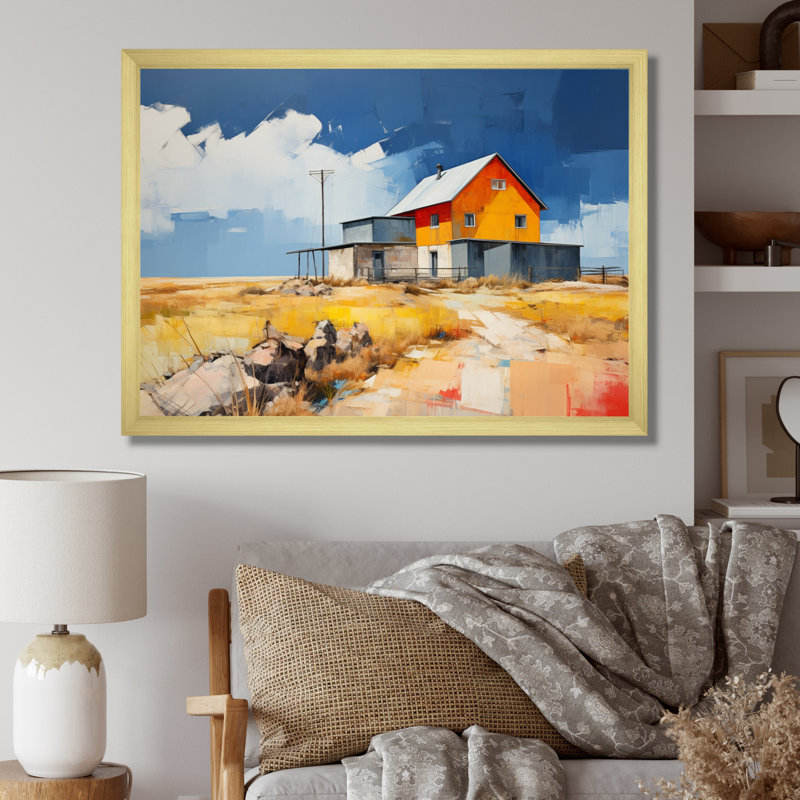 Mariele " Farmhouse Farmstead Abstraction II ", Cadre doré à une seule photo, H 16 po x l 32 po x P 1 po