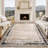 Modern Bordered Area Rugs Living Room Distressed Carpet Non Slip Low Pile Accent Rug for Dining Room Home Office Nursery-1409592617-1409592626