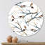 Petits oiseaux sur les branches d'arbre I - Art mural traditionnel en cercle en métal-59005331