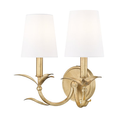 Aslin 12.25 inch Gold Leaf 2 Light Wall Sconce