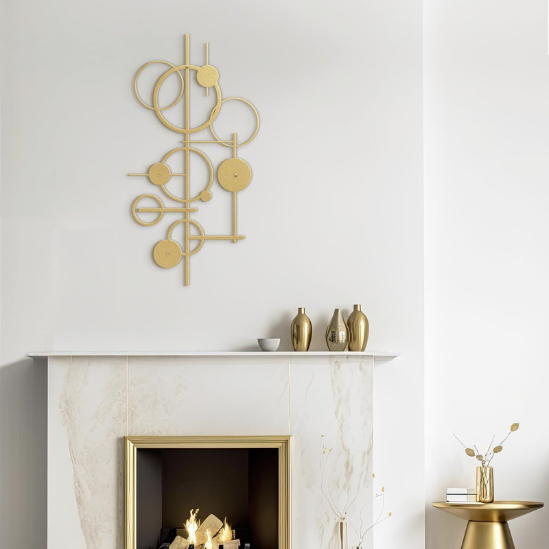 Décoration murale en métal, H 18 po x l 9 po x P 0,05 po, Or