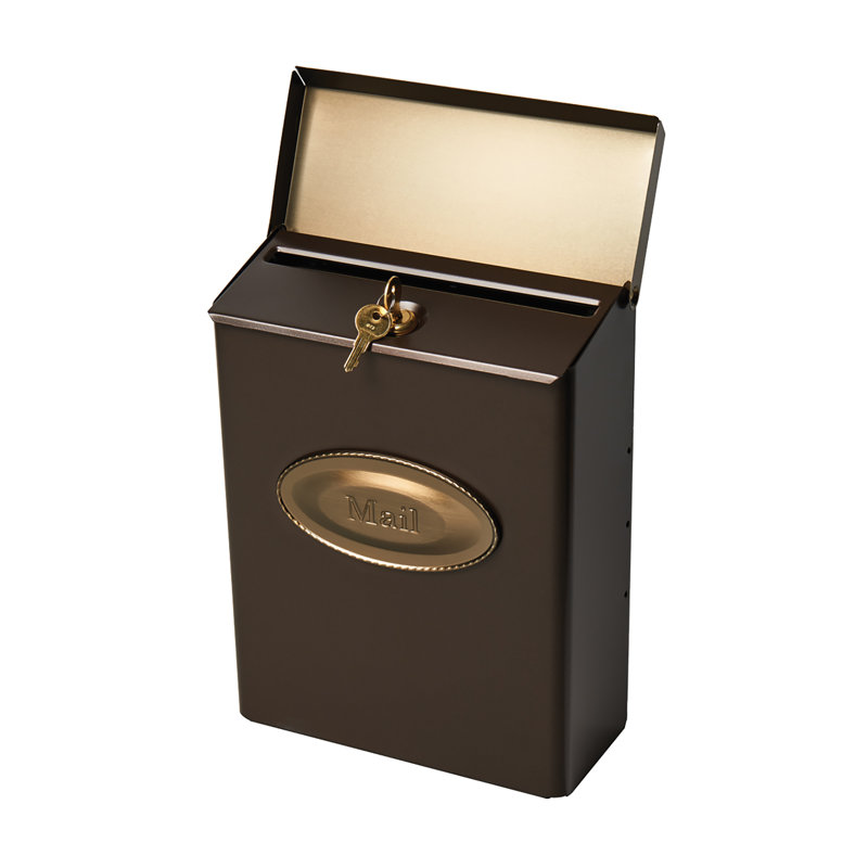 Designer Vertical Wall-Mount Locking Mailbox, Venetian Bronze