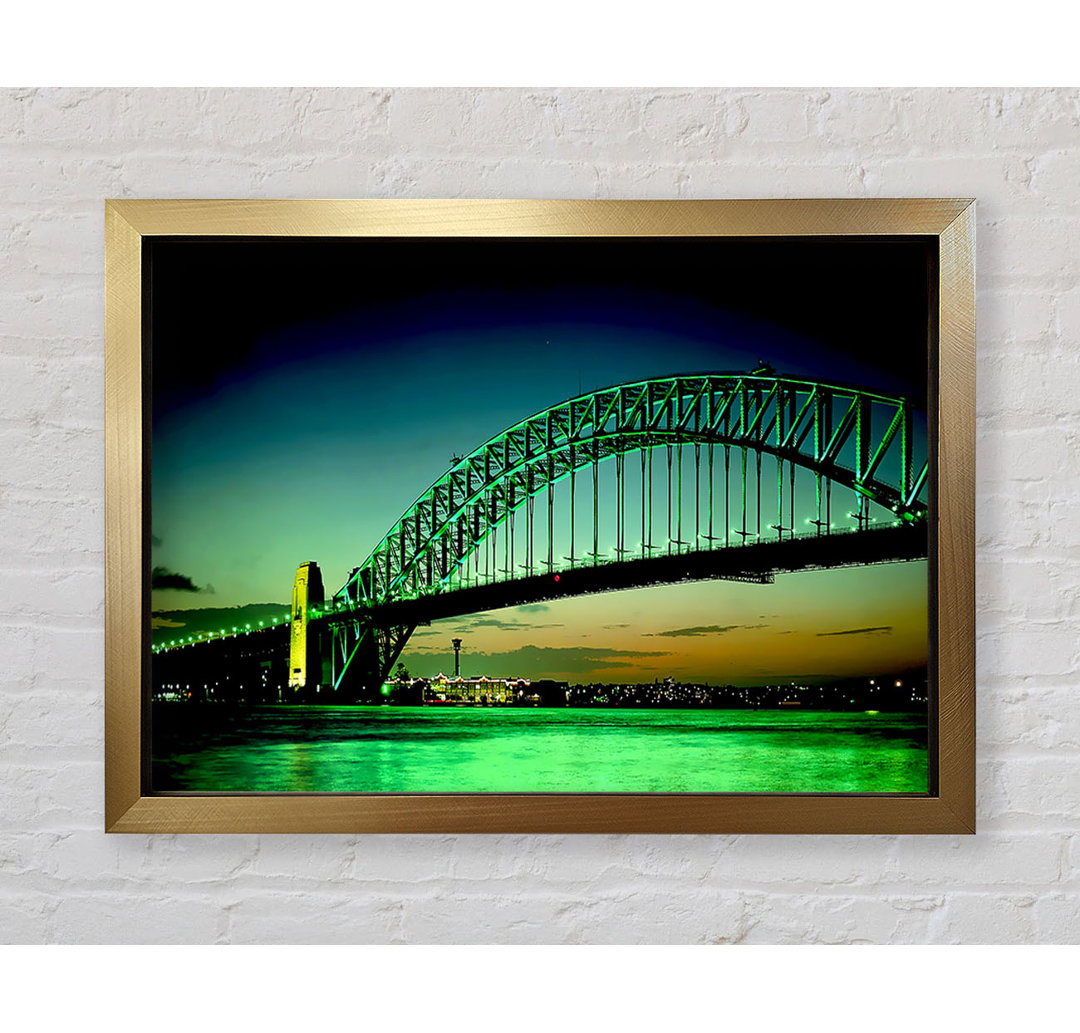 Gerahmtes Leinwandbild Sydney Harbour Bridge Green Cast