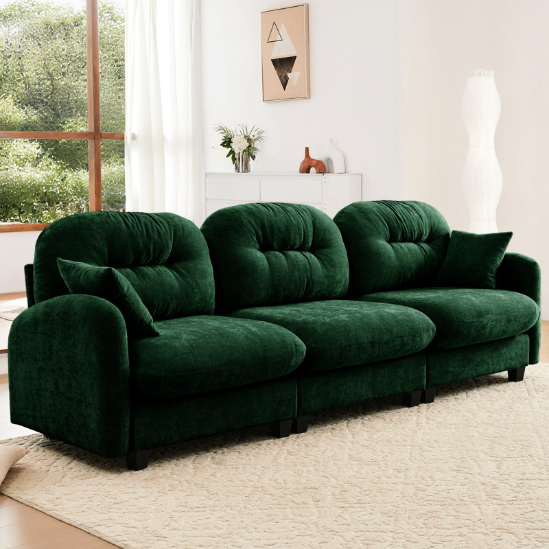Trois - Modulaire en chenille, conception ergonomique incurvée, coussins et base pour les espaces de combinaison de canapé flexibles de salon