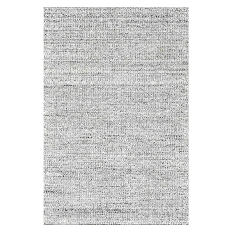 Tapis rayé argenté tissé à la main Charlotin, Rectangle 8 pi x 10 pi