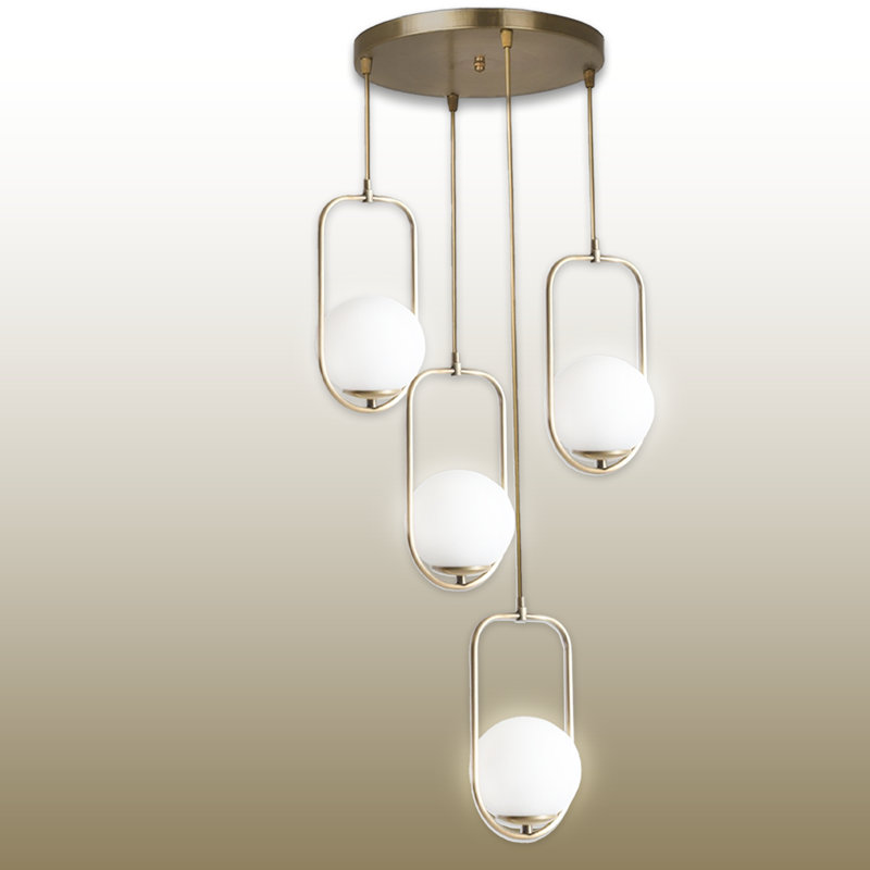 Luminaire suspendu sphère en métal à hauteur réglable 4 lumières