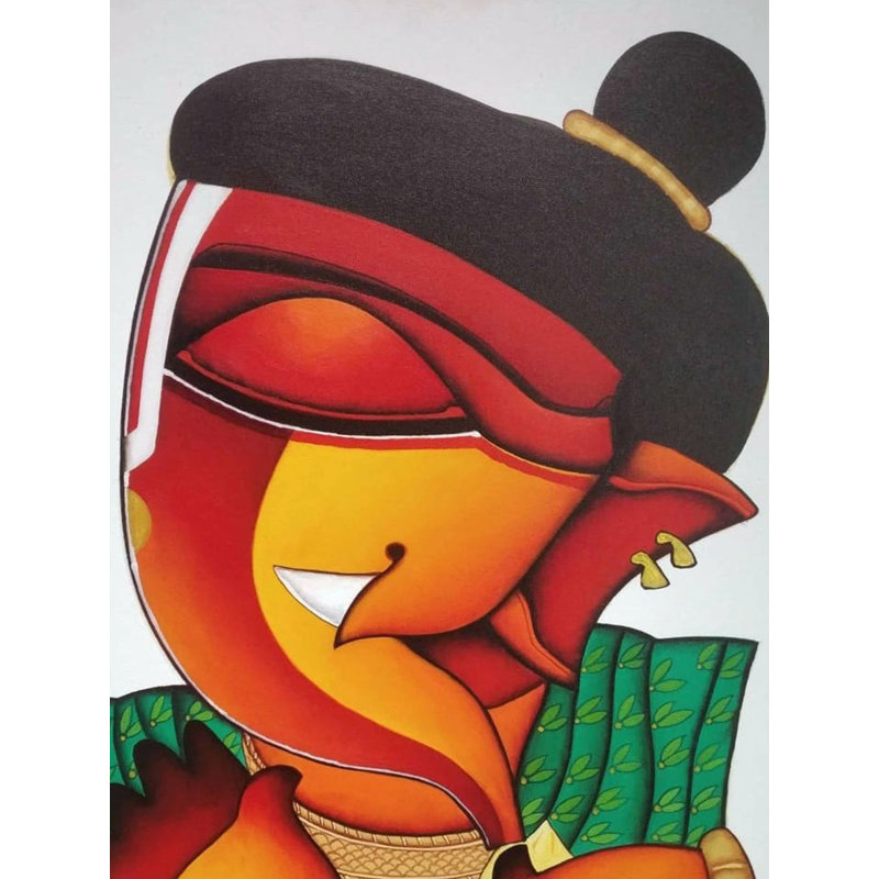 Ganesha méditatif | Acrylique sur toile | Par Arvind Mahajan