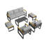 Ensemble de conversation de patio moderne en aluminium 7 pièces avec table basse - Canapé modulaire d'extérieur durable pour balcon, jardin, terrasse, cour, gris-318876825