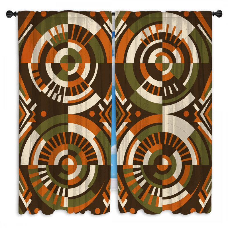 Rideaux de fenêtre à motifs géométriques à motif géométrique, obscurcissant et transparent - 2 panneaux, Sheer