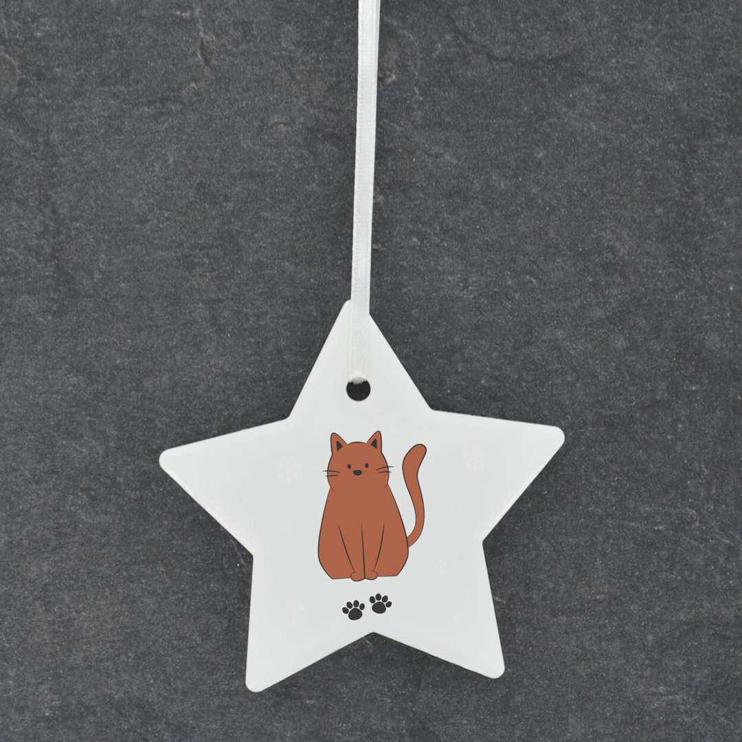Vivid Squid Wholesale Santa Paws Cat Star Shaped Ceramic Ornament