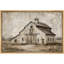 Illustration de paysage de grange rustique blanc, photos de maison de campagne, impression sur toile encadrée-131654792-131654798