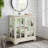 Antique Cabinet With Smooth Tabletop, Led Lights, Adjustable Shelves, Home Elegant Display Unit, White, Vintage Metal Handle, Glass Shelves