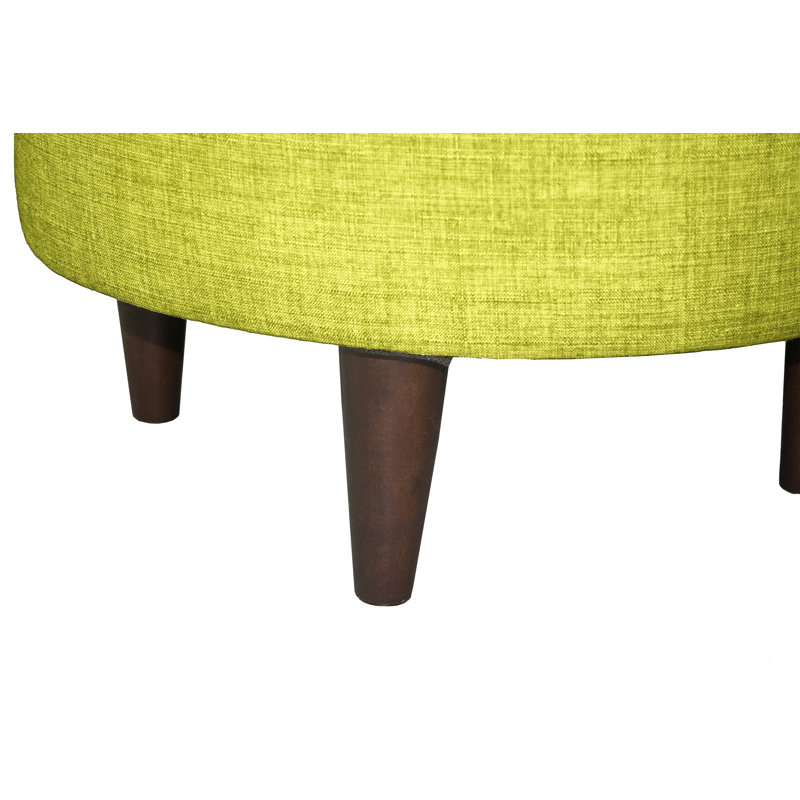 Partone Upholstered Ottoman, Lime Polyester Blend