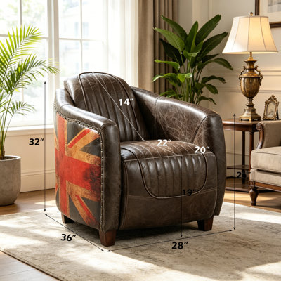 Brancaster Antique Slate Top Grain Leather Chair (Assembled)