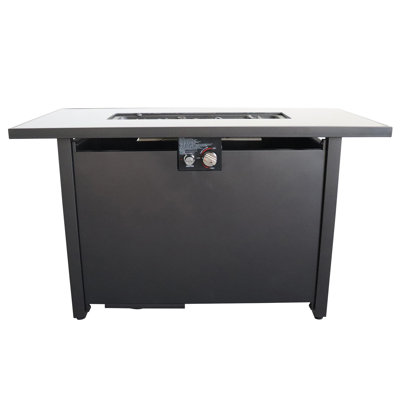 Table de foyer d'extérieur en acier avec couvercle H 25 po x l 42 po