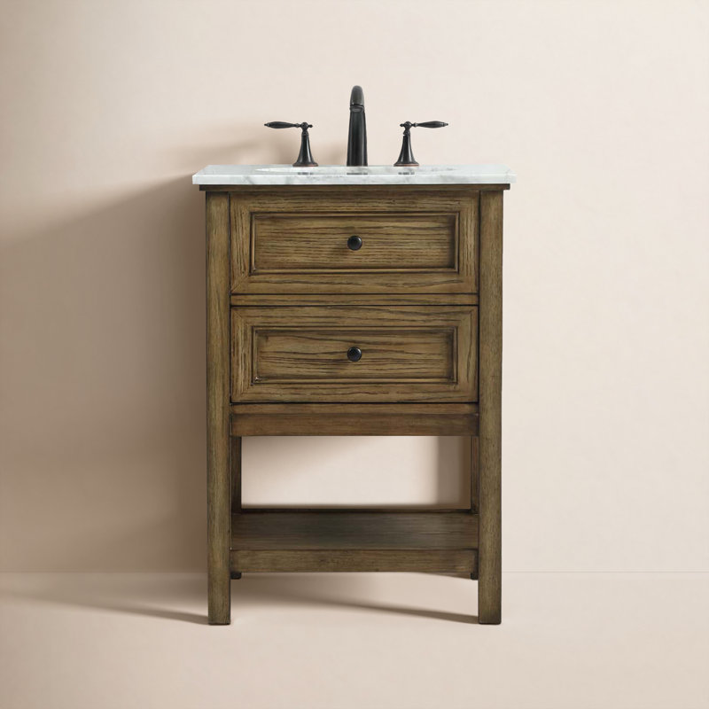 Bonsai 24'' Single Bathroom Vanity with Marble Top, Driftwood