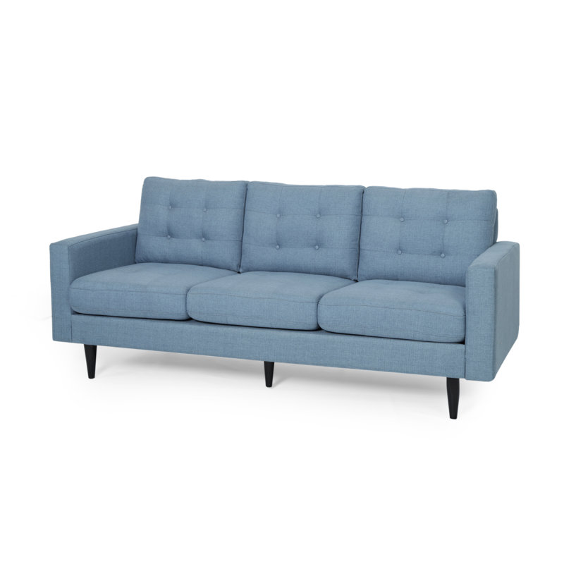 Cudahy 82.7" Tufted Sofa, Upholstered 3-Seater Sofa, Blue Fabric