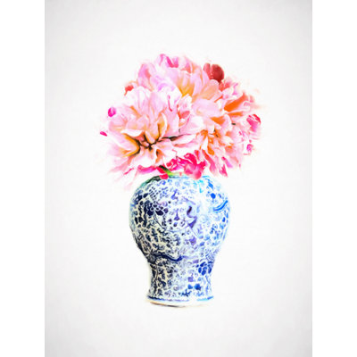 «Pe pivoines in Chinoiserie Vase Still Life» par Graffitee Studios, impression sur toile tendue
