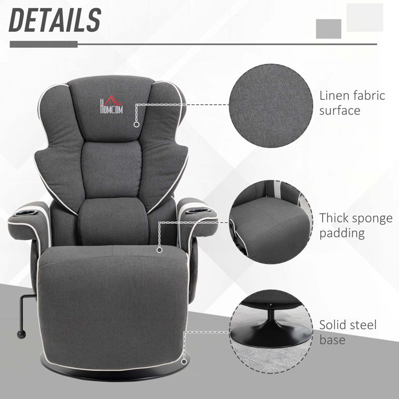 Swivel Manual Recliner with  Two Cup Holders