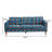 Mid-Century Modern Upholstered Sofa, Bold Blue & Orange Geometric Circle Print Fabric, Solid Wood Legs, Spacious Living Room Sofa(3-Seat)-67242443